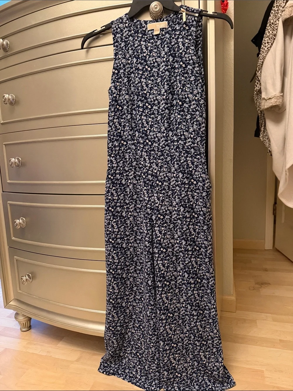 Michael Kors Navy and White Floral Jumpsuit